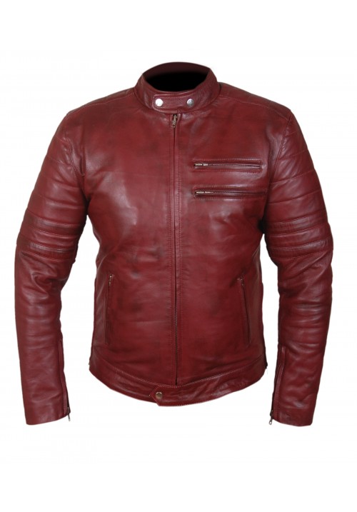 Men's Maroon Biker Jacket